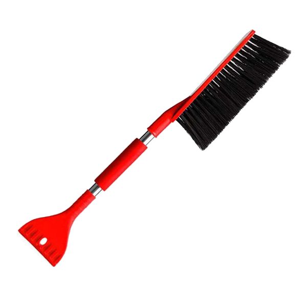2-in-1 Snow Brush Ice Scraper Adjustable Angle Red