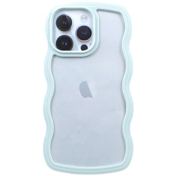 White Wavy Edge Phone Case Compatible with iPhone 14 Pro Max - Transparent