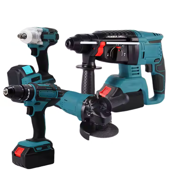 XF0810-Set of Impact Wrench Angle Grinder, Hammer Drill, Electric Drill