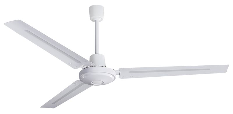 Industrial Style White Ceiling Fan with 70 Watt Copper Coil Motor - FCF072