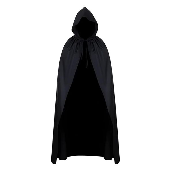 Halloween Dress Up: Black Hooded Classic Cloak (1.4m)