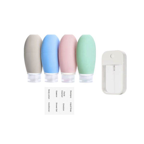 Leak-Proof Silicone Travel Bottles with Perfume Bottle - 5 Pack