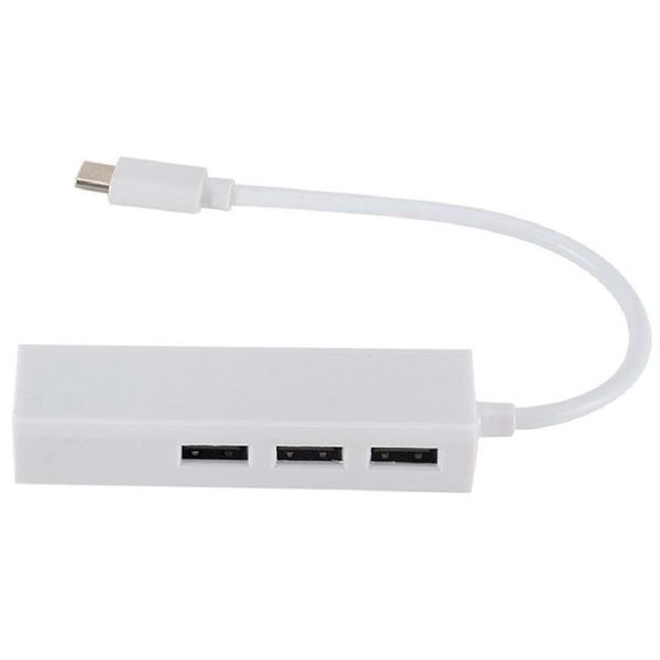 Typec To Usb2.0 100Gbe Hub Lan Rj45 Ethernet Network 3 Port Usb 2.0