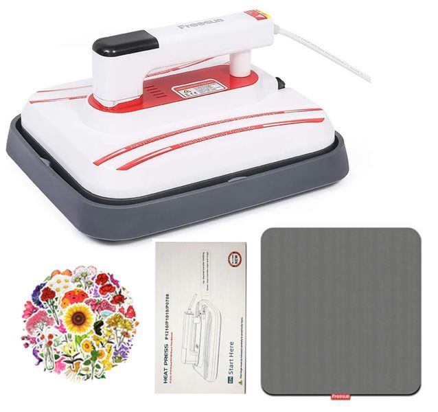 Portable Heat Press Machine 30 x 25 cm &amp; 50 Heat Transfer Decals Bundle