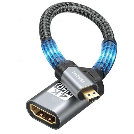 Peachz Micro HDMI to HDMI Adapter, Micro HDMI Male to HDMI Female Cable20CM Image