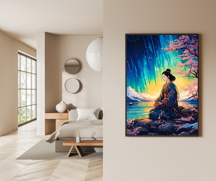 Abstract Art Ready to Hang Contemporary Art - Feudal Japanese Warrior