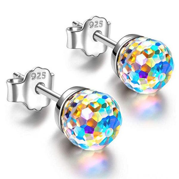 Earrings Inlay Crystal Balls 6MM/8MM Small Studs