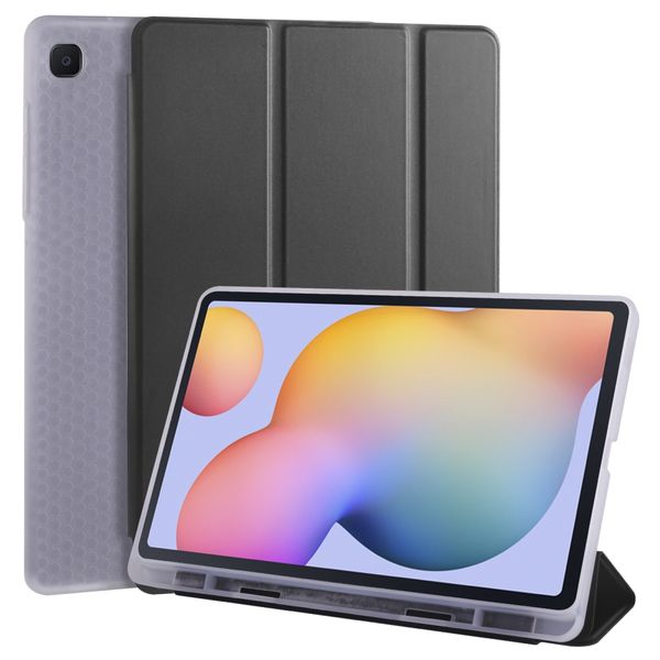 3 Folding Flip Case with Pen Slot Compatible with Tab S6 Lite P610 (Black)