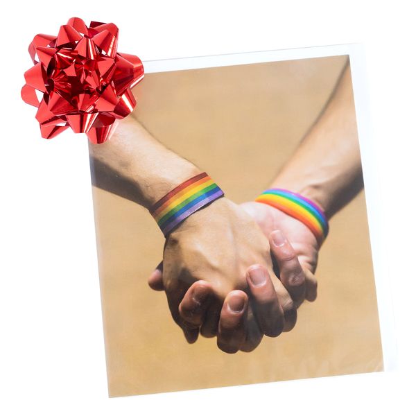 Card &amp; Bow - Blank - LGBTQ Pride colour