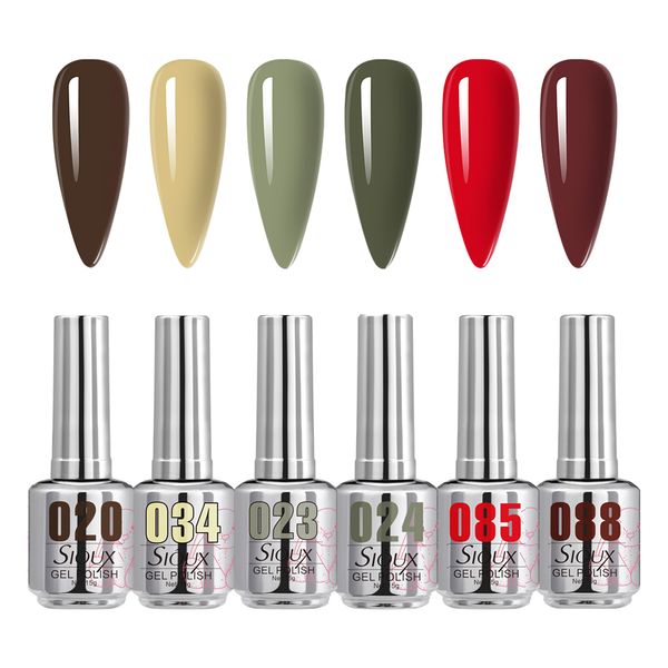 Sioux 6 Pcs Christmas Edition Gel Nail Polish Set - Professional UV/LED