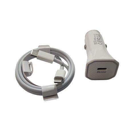 20W Car Charger With USB-C To Lightning Cable 1M Super Fast Car Charger PLK Image