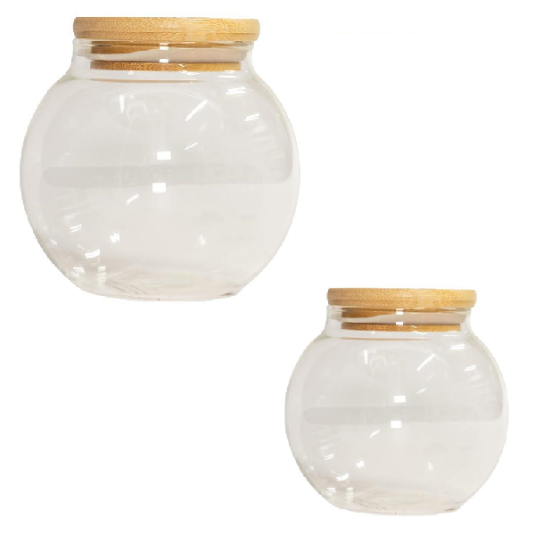 Grace Pack Glass Jar &amp; Wdn Lid Round 1.4lt