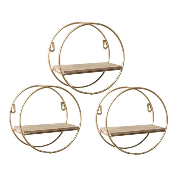 20CM Wall Mounted Metal Display Rack Round Deco Floating Shelve, Set of 3
