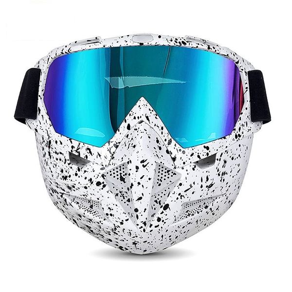 Full Face Motorcycle GelSoft Paintball Airsoft Mask Game MAS211 B&amp;W Snow