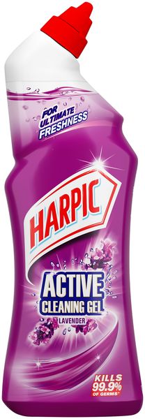 Harpic 750ml, Active Cleaning Gel, Toilet Cleaner, Lavender