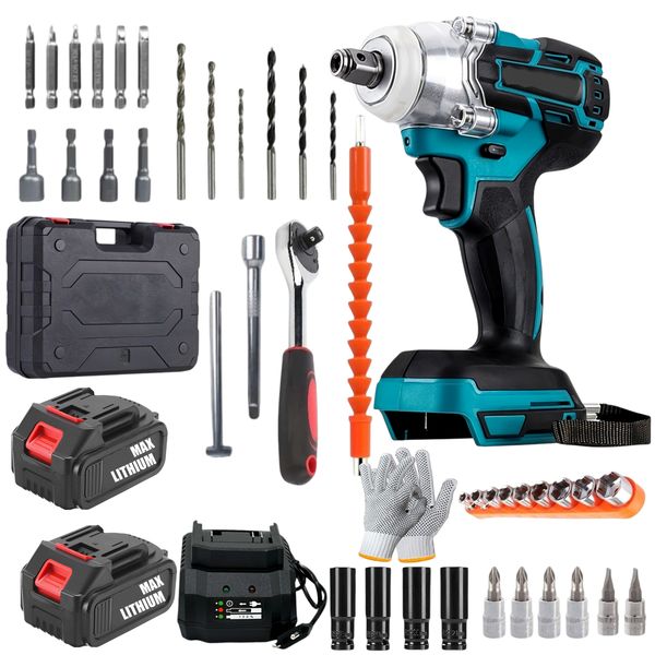 42Pc 300Nm Cordless Impact Wrench With 2 Batteries ,Gloves ,Case &amp; Charger