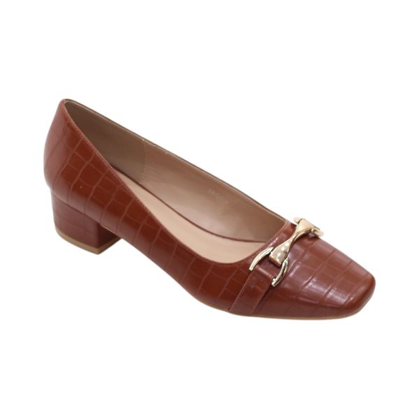 Lamara Paris Pradina Low Block 4cm Heel With Gold Trim Off-White