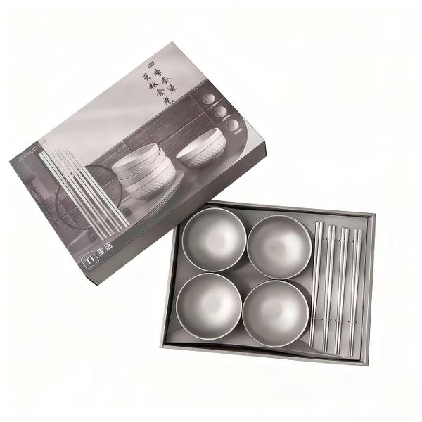 Double-Layer Insulated Anti-Scald Titanium Bowl For Outdoor Camping