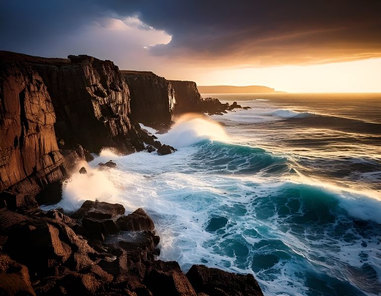 Canvas Wall Art Home Decor - Rugged Coastal Cliff