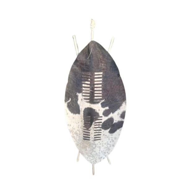 XL Black &amp; White Zulu Shield 145cm Isihlangu Cowhide Warrior Shield