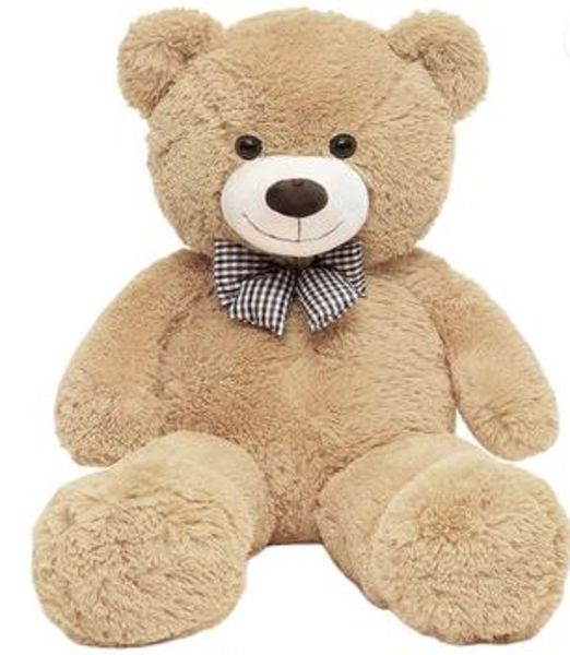 Huggable &amp; Soft Giant Teddy Bear With A Bow - Light Brown 130 cm
