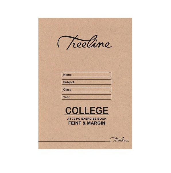 Treeline College Exercise Book A4 72 pg Feint &amp; Margin - Pack of 10