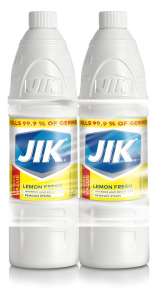 JIK 2 x 1l, Liquid Thin Bleach, Laundry Stain remover, Lemon