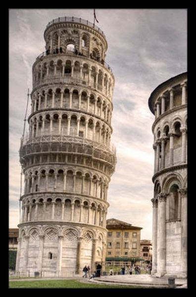 Tower of Pisa Poster with Black Frame