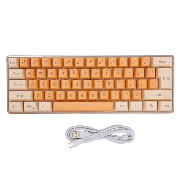Gaming Keyboard Wired 61 Key RGB Beige Orange