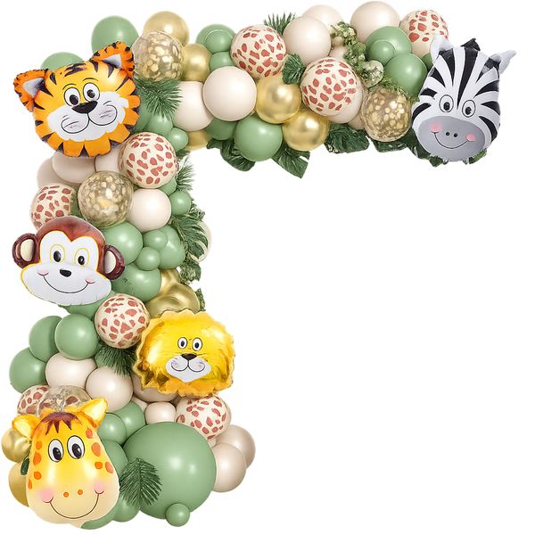 Kabukis Jungle Safari Balloon Garland - Wild Party Fun, 145 Piece Kit