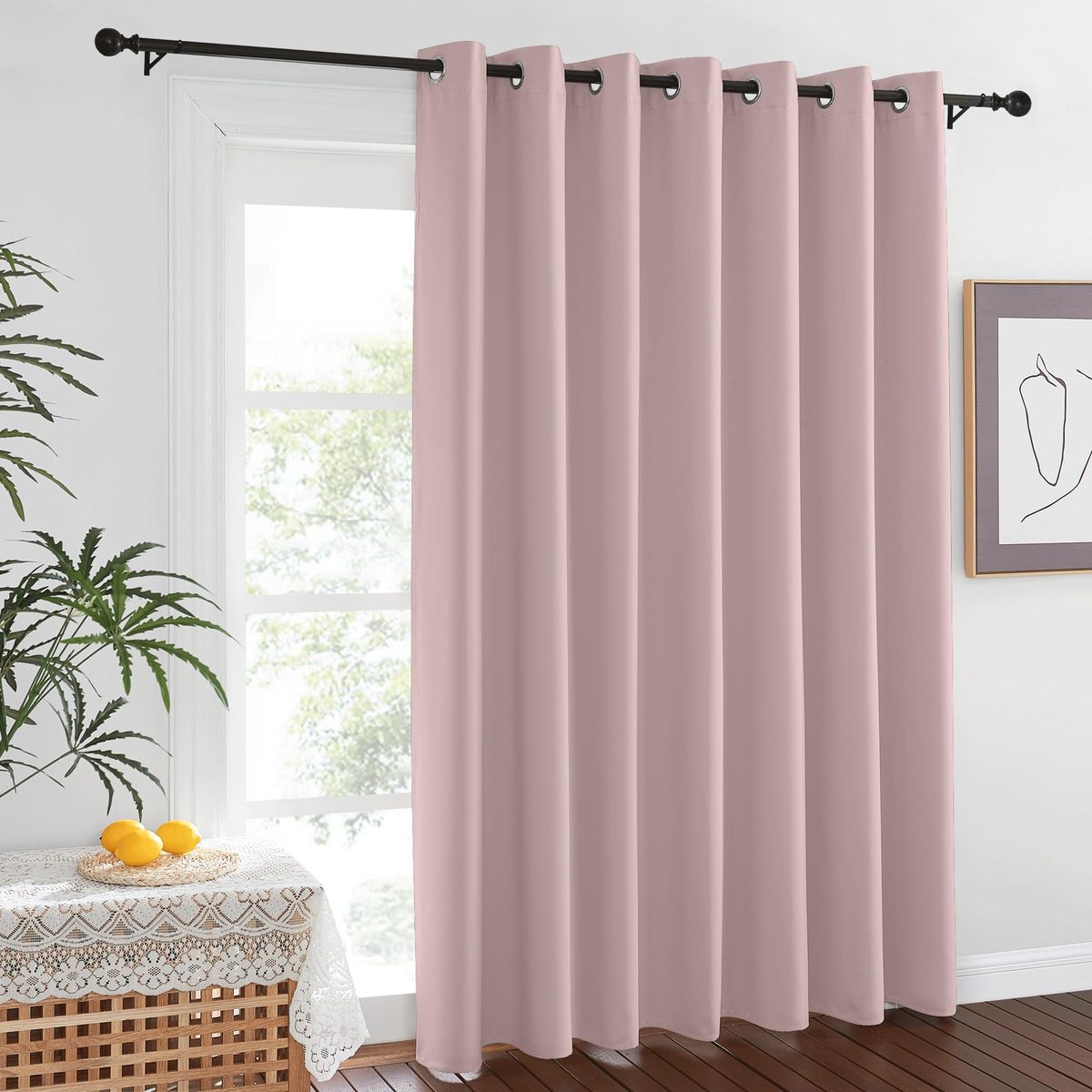 NANWEI Blackout Curtain Plain Bedroom Eyelet curtains-Pink | Shop