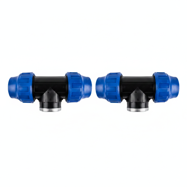 Compression Tee Fitting Female 50mm x 32mm for Cold Water Plumbing - 2 Pack