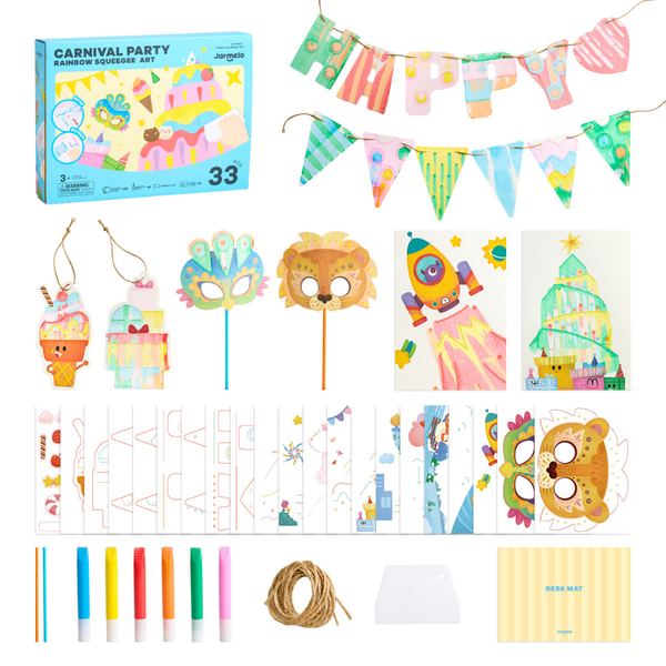 Jar Meló - Carnival Party - Squeegee Painting Arts and Crafts Kit for Kids