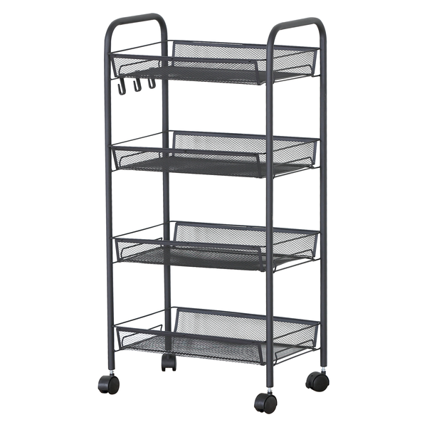 Everfurn Bram Kitchen Trolley on Wheels (Utility Trolley Cart) - Black