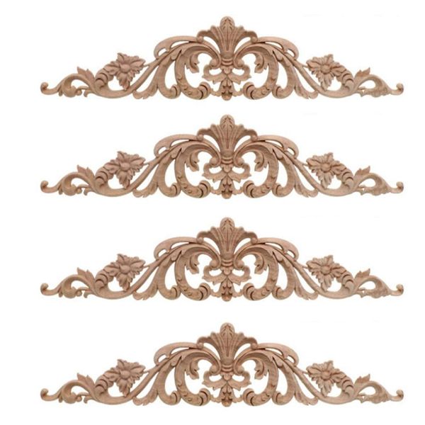 4Pcs Wood Carving Decal Furniture Corner Onlay Applique Home Decor