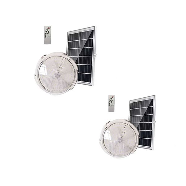 Set Of 2 20W LED Solar Ceiling Lamp With Remote