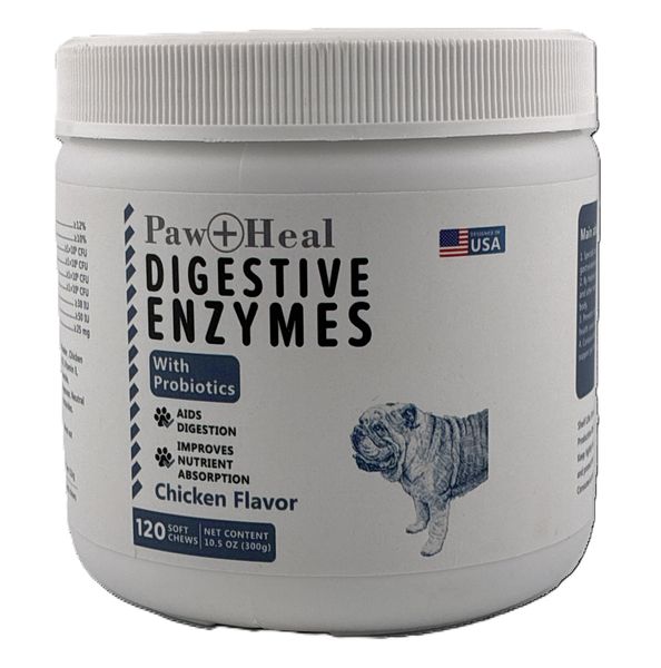 Paw &amp; Heal - Digestive Enzymes With Probiotics for Dogs 120 Soft Chews