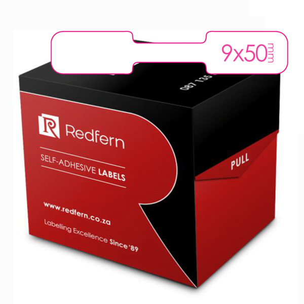 Redfern Rectangular White Label Roll 9mm x 50mm 5's