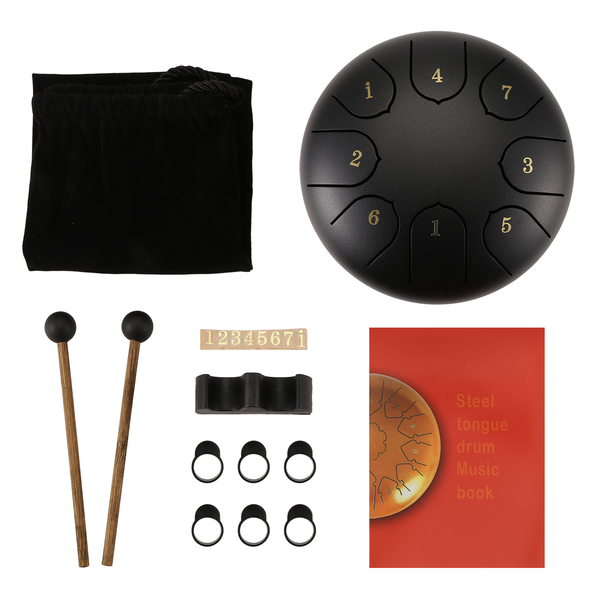 Rain Drum For Outside Garden 6 Inch 8 Notes Chakra Drum(Black)