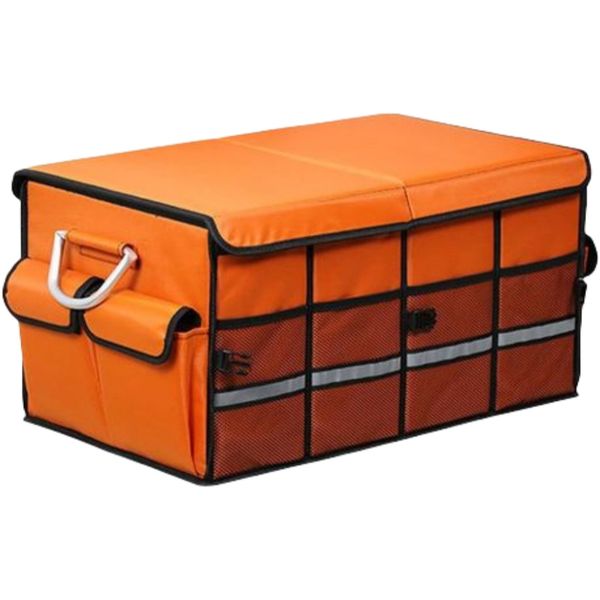 Collapsible Boot Organiser Waterproof Multi Compartments 50L-Orange