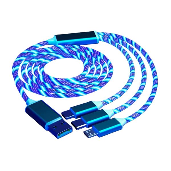 Glowing LED 3-in-1 3A Fast Cable Compatible with iPhone Samsung Xiaomi