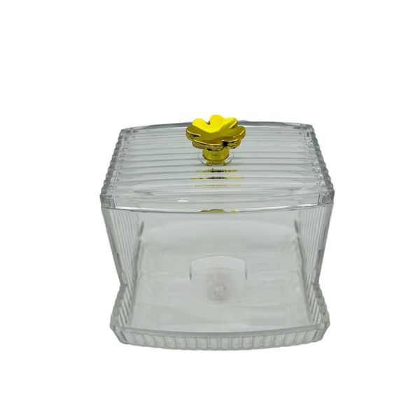 Household Table And Table Transparent Square Cotton Pad Clover Storage Box