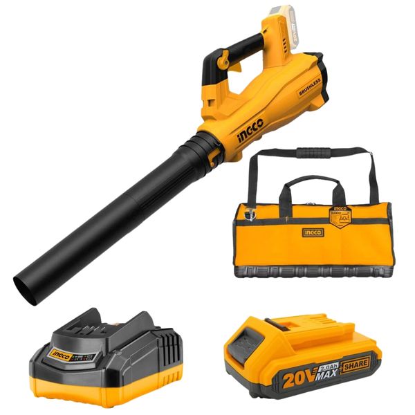 Ingco - Lithium Ion Cordless Blower With Charger, 2.0Ah Battery And Toolbag