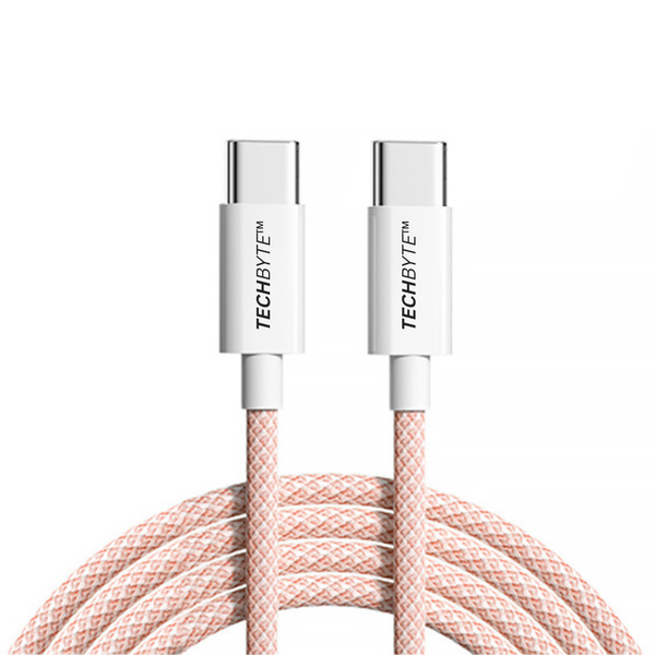 TechByte USB Type-C to USB Type-C Cable - 3m Braided Fast Charging - Pink