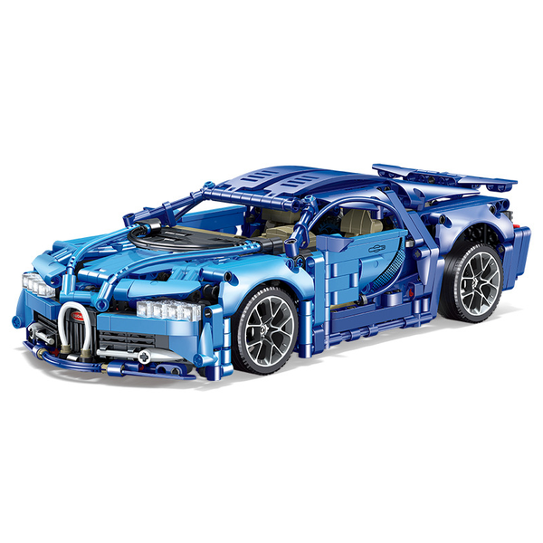 High-Detail Sports Car Building Blocks - Blue Variant, 1 Set