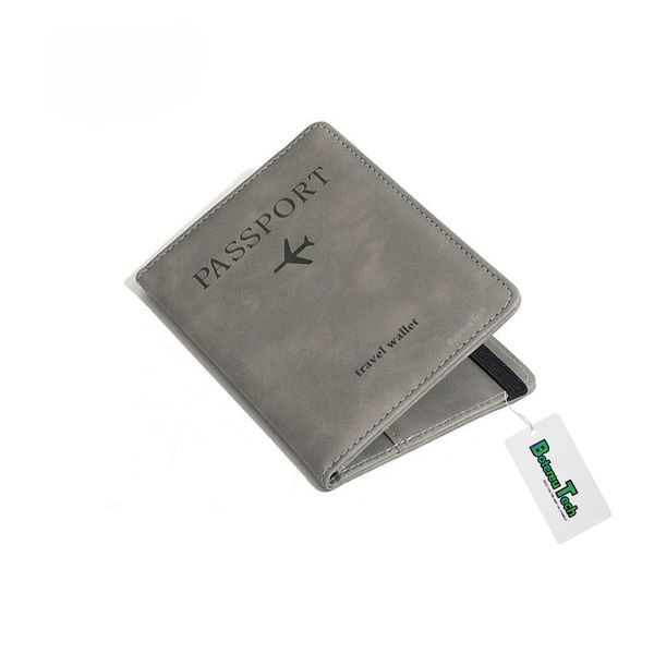 BotereuTech RFID Blocking Passport Holder PU Travel Wallet Gray