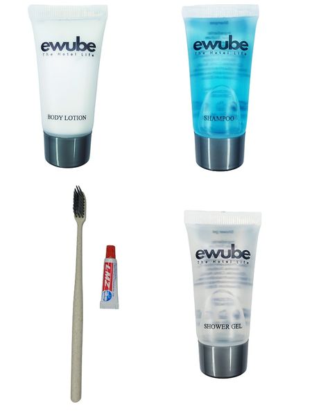 Ewube Luxury Travel Companion Toothpaste, brush, Shampoo, Gel, Body Lotion