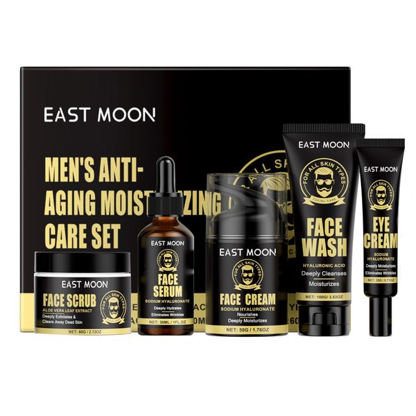 Skin Care Set Mens Anti-Aging Moisturizing Facial Care Cleanser Serum Cream