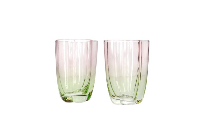 Danny home Emerald Rose Cocktail Glass - Unique Green/Pink Design