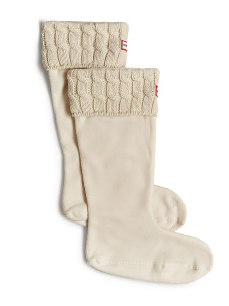 Hunter Recycled 6 Stitch Cable Tall Boot Sock - White